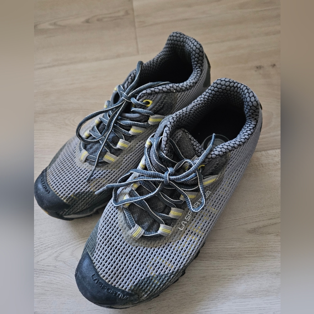 La Sportiva Womens Gray and Yellow Trail Running Sneakers
